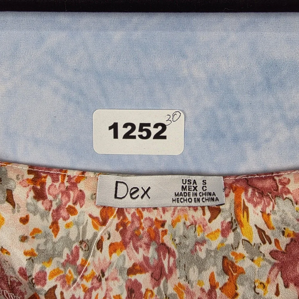 Dex Floral Cowl Neck Midi Slip Dress Pink Orange Small Asymmetrical Hem‎